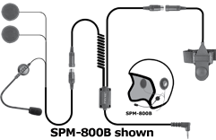 <b>"HIGHWAY" SPM-800(B/F) Series - Motorcycle Helmet Microphone:</b> Motorcycle Helmet kit with Dual High Output Speakers. Available for either full or half-face helmets. 