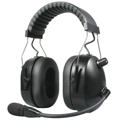 <b>HBB-EM-OHB Series - Dual Earmuff Headset</b>: Aviation Style (over-the-head) Dual Muff Headset. Flat Black finish.  CERTIFIED NRR 24dB.