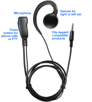 LMC-1GH99AT Series Lapel Microphone with SWIVEL (we call G-Hook) Earpiece for cellphones and tablets that can be used on either ear and is easy to clean and use.